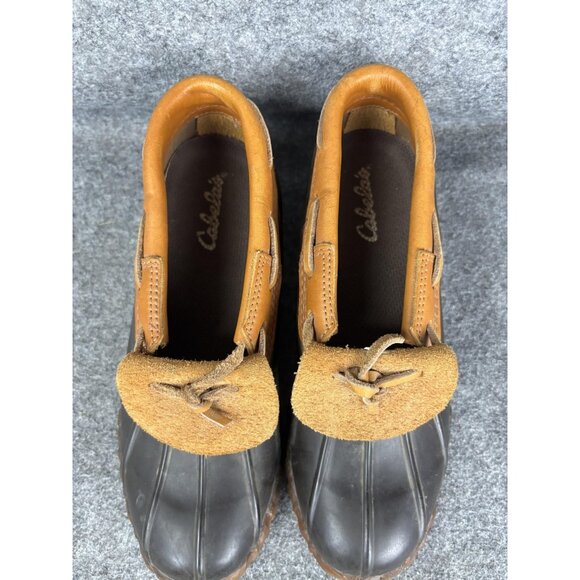Cabelas Duck Shoes Womens Size 9 Brown Rubber Leather Bean Boot Moc Slip On - Picture 3 of 9